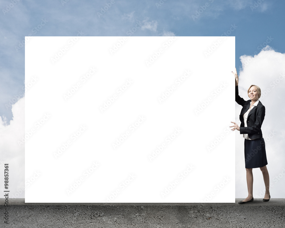 Woman with banner
