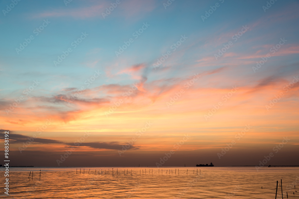 colorful sunset above the sea from thailand
