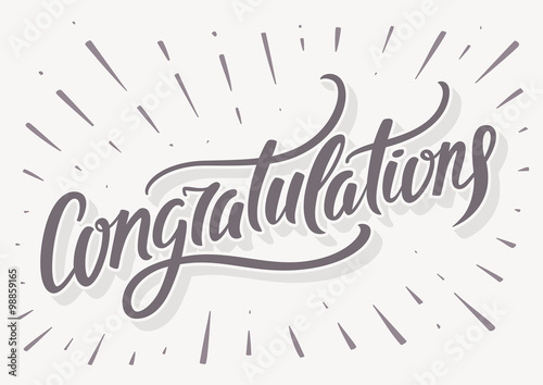 Congratulations card. Hand lettering photo