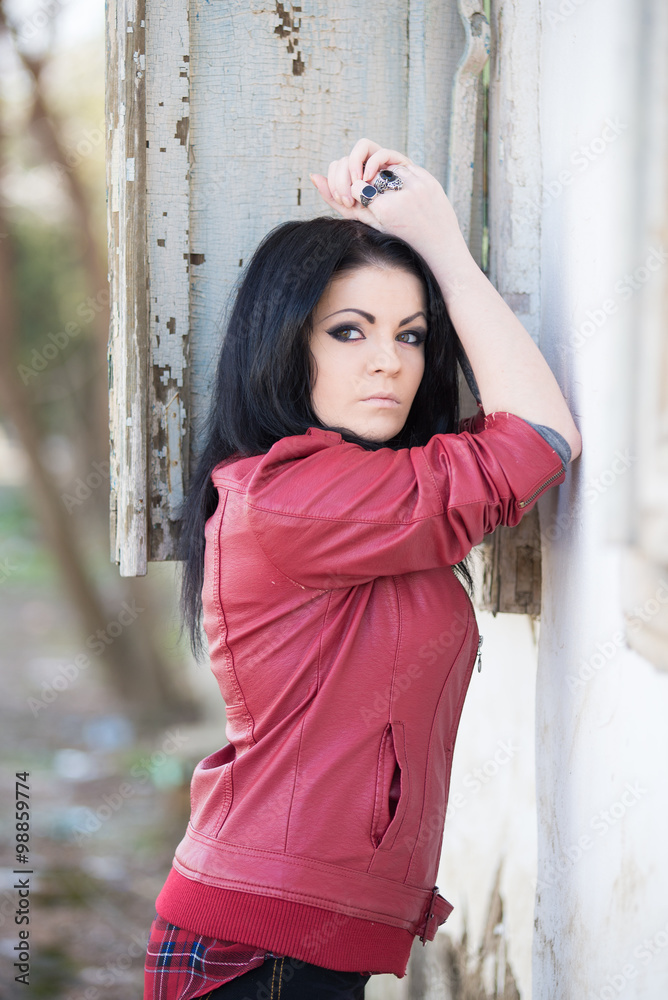 Fototapeta premium Young beautiful girl on a walk in the country
