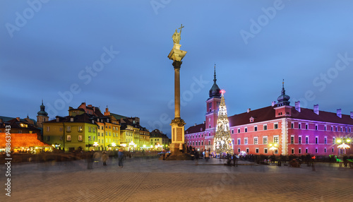 Old City of Warsaw in Poland in the evening,