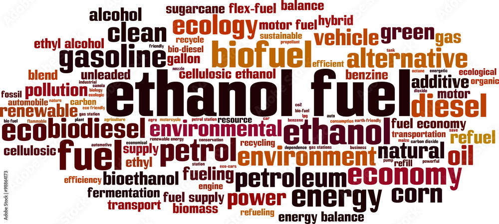 Ethanol fuel word cloud concept. Vector illustration