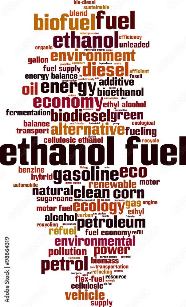 Ethanol fuel word cloud concept. Vector illustration