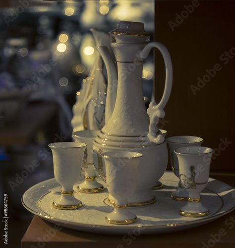 Classic set of teapot and its cups photo