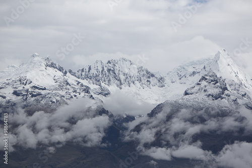 Snow covered mountain peak in the Cordillera Blanca, Peru © piccaya