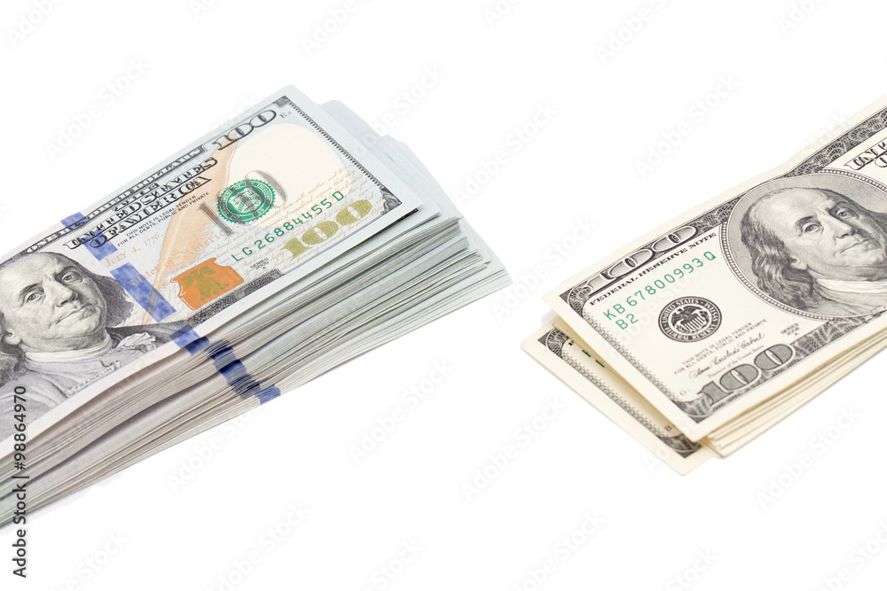 Dollars on a white background Dollars on a white background