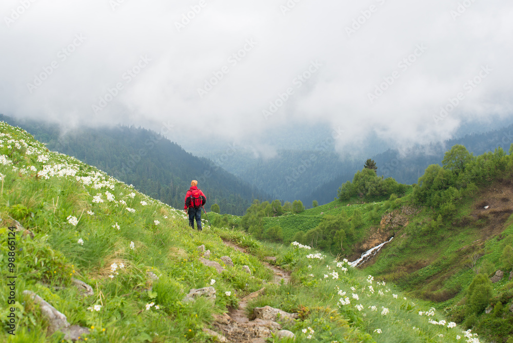 Tourist trip in the mountains of North-West Caucasus
