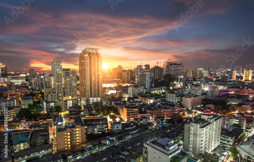 Bangkok city view with traffic