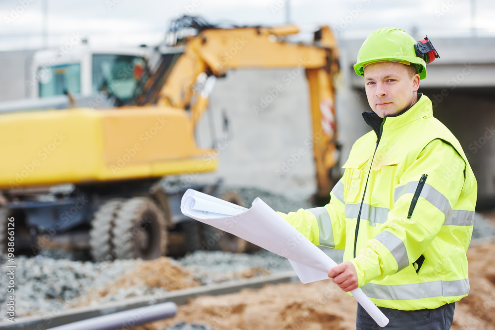 Engineer builder at construction site Engineer builder at construction site