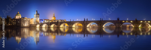 Photography View on Charles Bridge in Prague at night