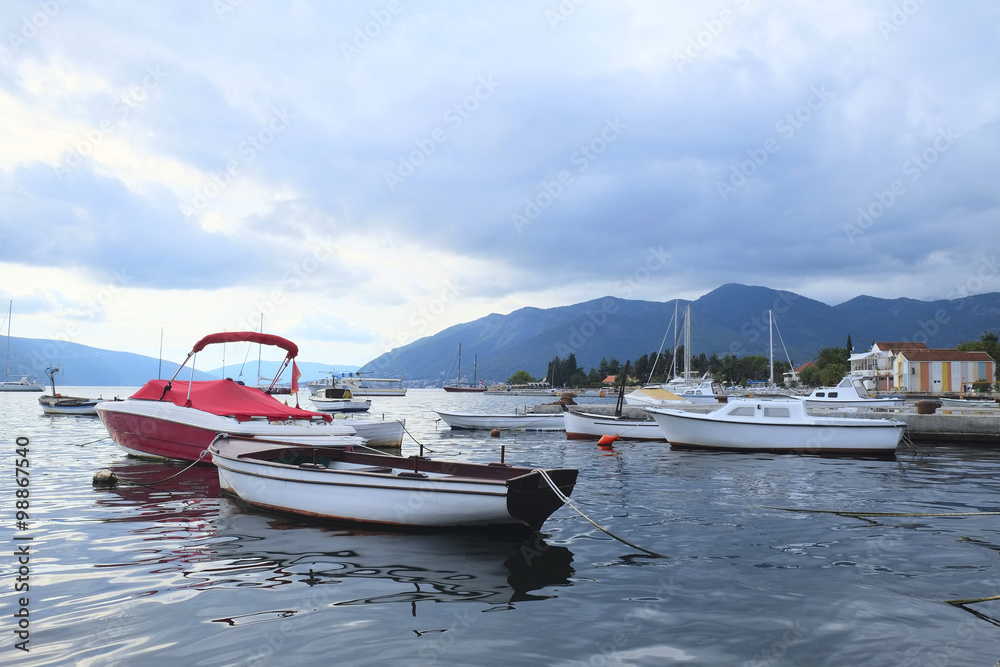 Boats in a hurbour in Tivat, Montenegro