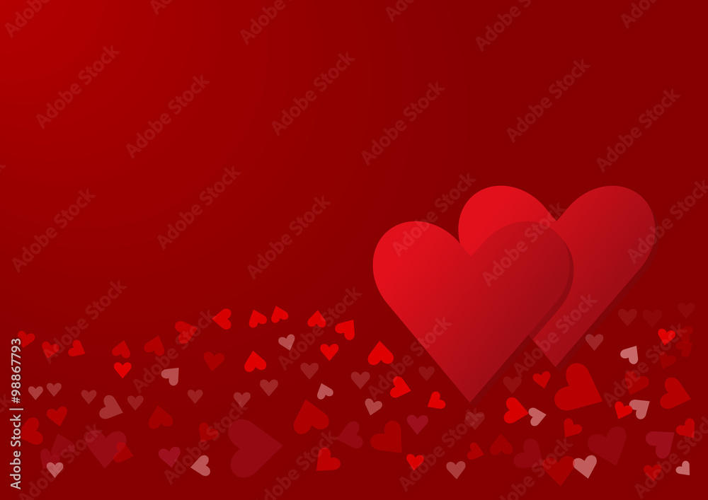 Two red hearts with a wave of red hearts