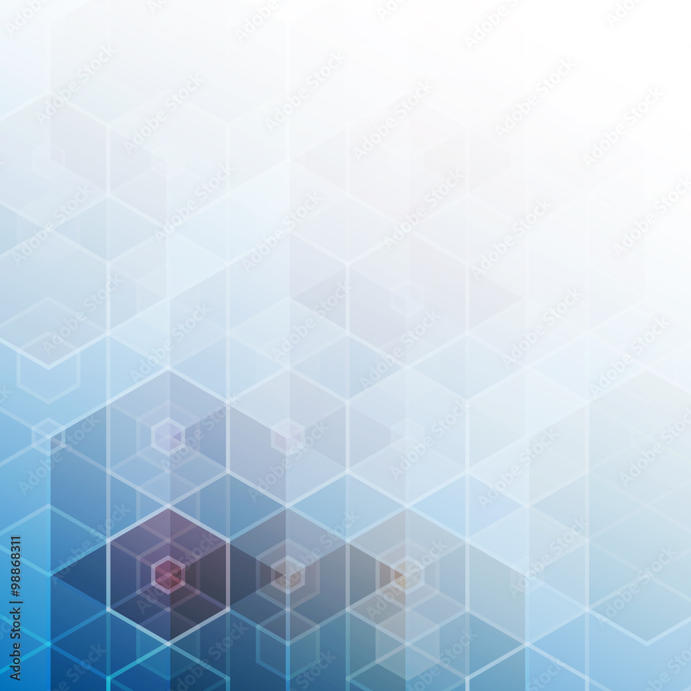 Obraz premium Hexagon background with blue geometric pattern features clean light polygonal grid shapes and subtle gradients for modern technology branding, corporate web banners, and digital presentations