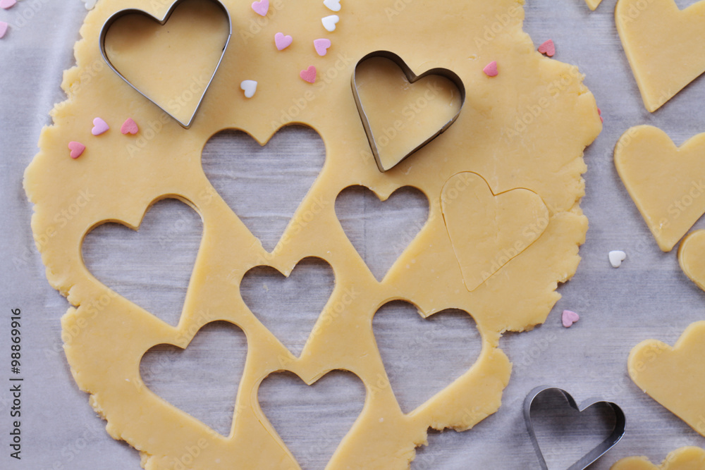Obraz premium Heart Shaped cookies for Valentine's Day. Love, romantic St. Valentine's day surprise