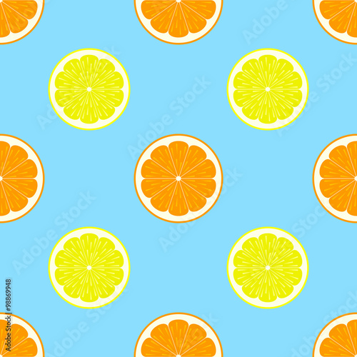 Lemon and orange slices seamless pattern