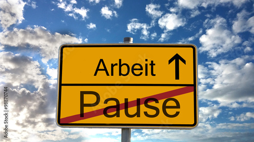 Obraz w ramie Ortschild Pause Arbeit