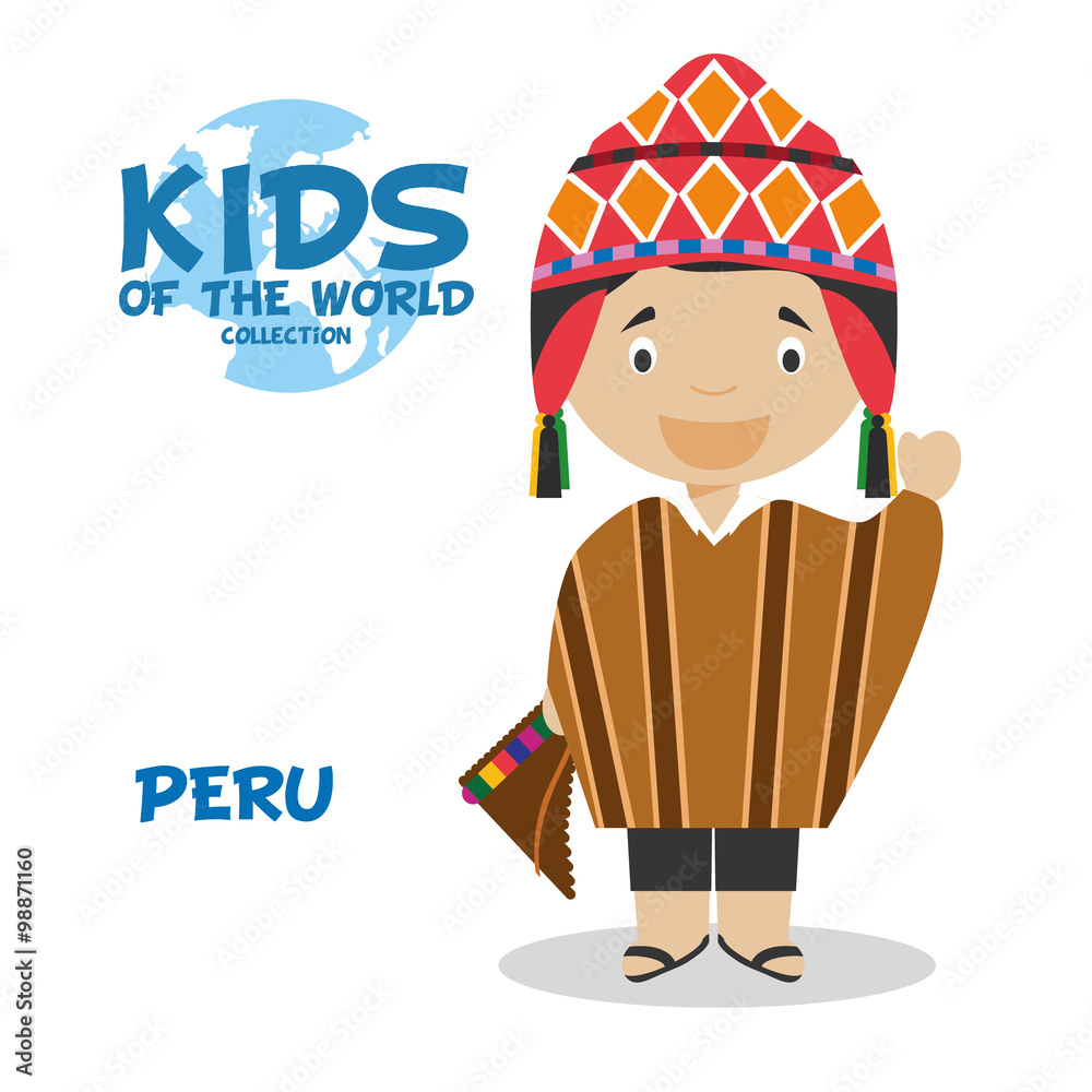 Kids and Nationalities of the World: Peru - obrazy, fototapety, plakaty 