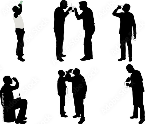 men drinking silhouettes - vector