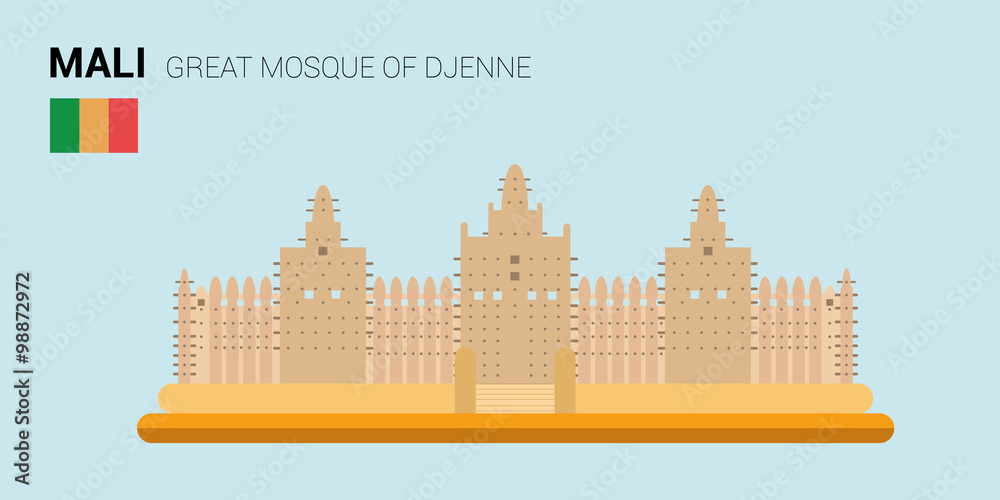 Vector illustration of Great Mosque of Djenne (Djenne, Mali). Monuments and landmarks Collection. EPS 10 file compatible and editable.