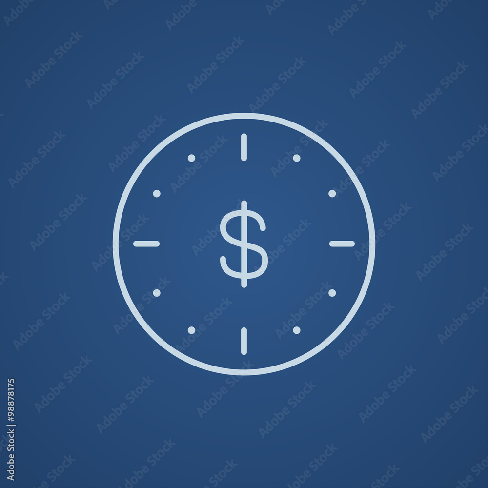 Wall clock with dollar symbol line icon. Wall clock with dollar symbol line icon.