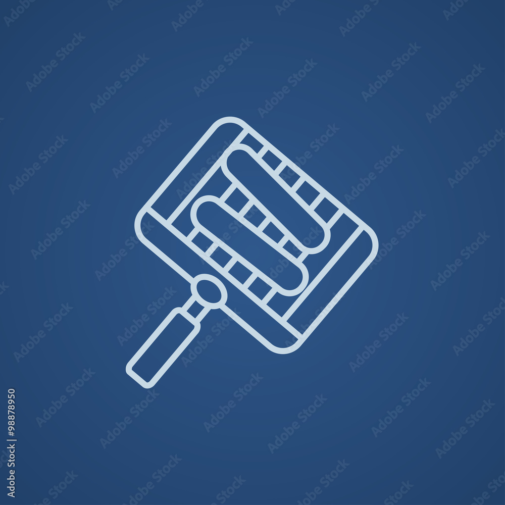 Grilled sausages on grate for barbecue line icon. Grilled sausages on grate for barbecue line icon.