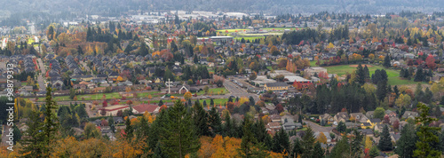 Happy Valley Residential Area in Fall Panorama photo