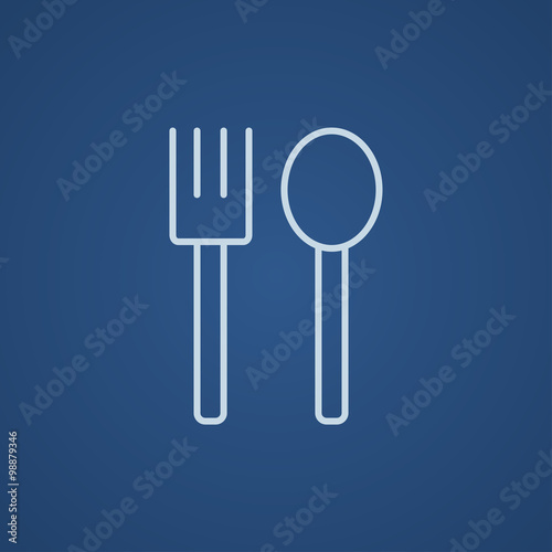 Spoon and fork line icon.