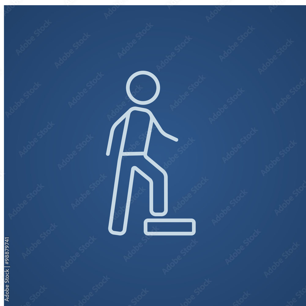 Man doing step exercise line icon. Man doing step exercise line icon.