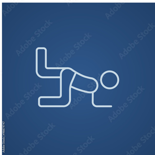 Man exercising buttocks line icon.