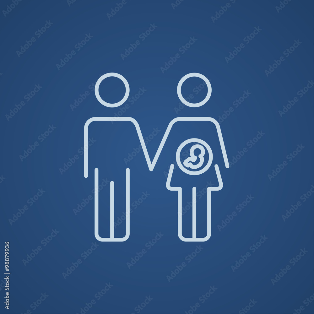 Husband with pregnant wife line icon. Husband with pregnant wife line icon.