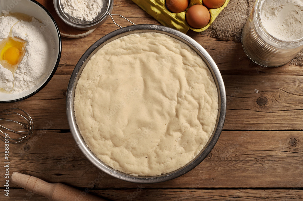 dough on wooden table closeup in a bakery dough on wooden table closeup in a bakery