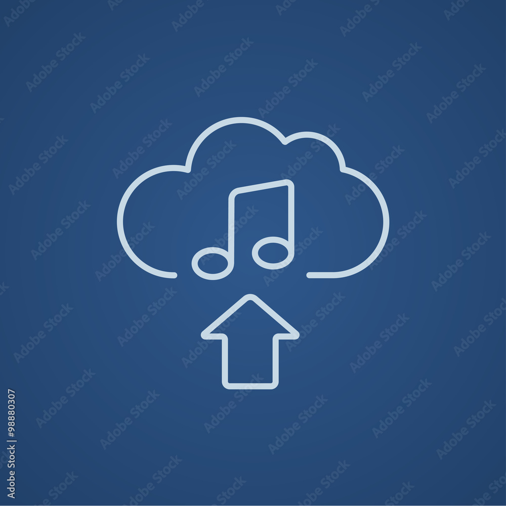 Upload music line icon.