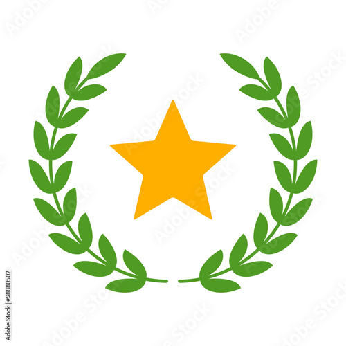 Laurel wreath with star - symbol of victory and glory flat icon