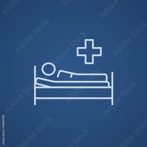 Patient lying on bed line icon.