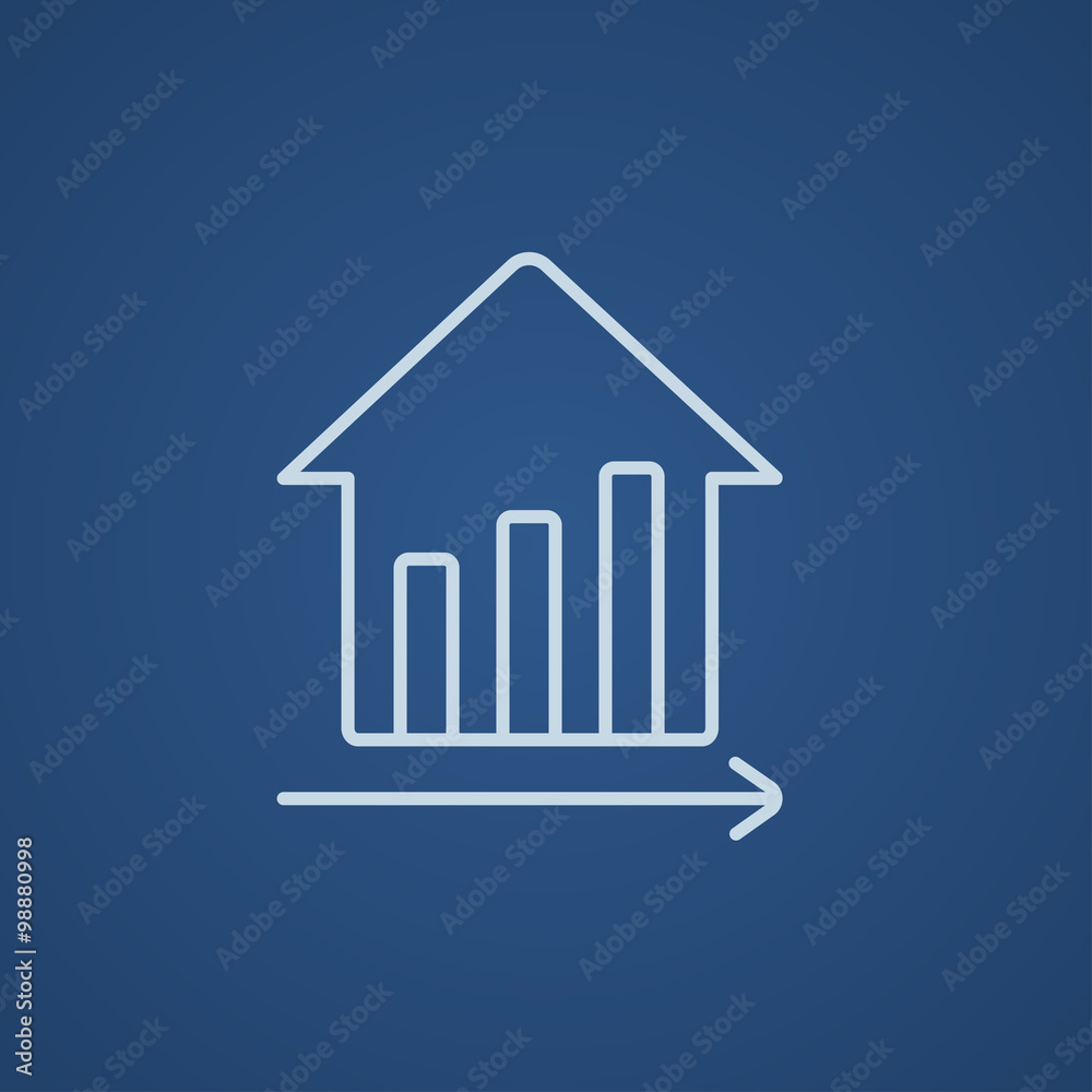 Graph of real estate prices growth line icon. Graph of real estate prices growth line icon.