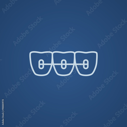 Orthodontic braces line icon.