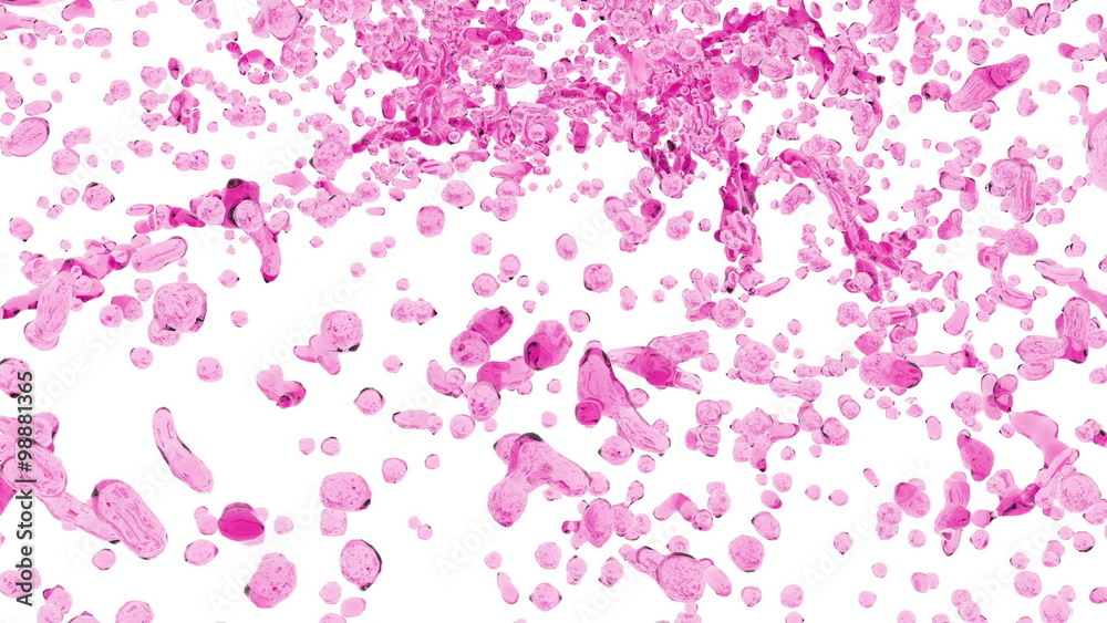 colorful liquid stream. Paint splashes. Liquid flow flies into the camera. red colorful liquid stream. Paint splashes. Liquid flow flies into the camera. red