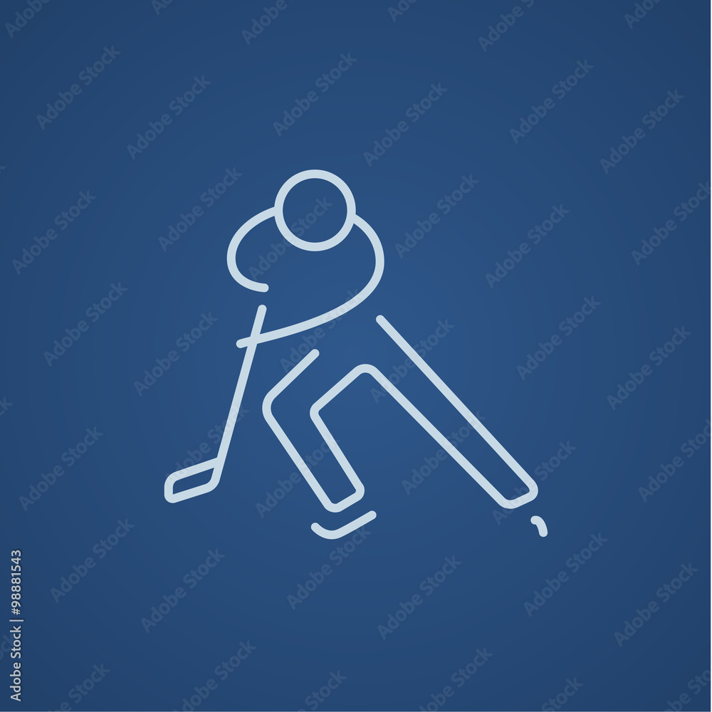 Hockey player line icon. Hockey player line icon.