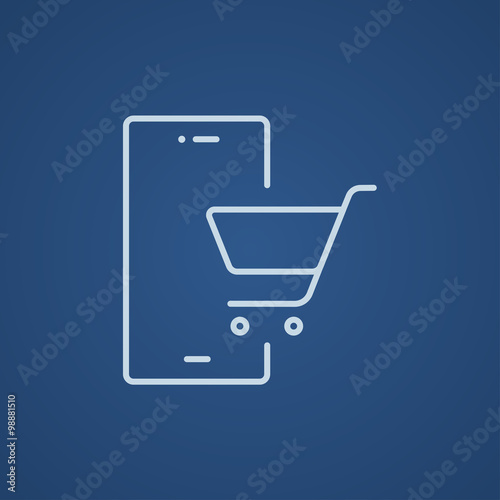 Online shopping line icon.