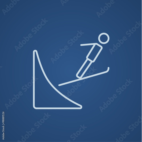 Ski jumping line icon.