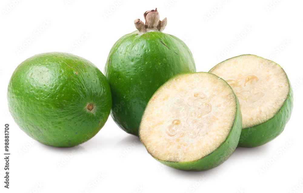 Tropical fruit feijoa isolated on white background Tropical fruit feijoa isolated on white background