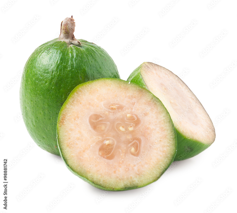 Tropical fruit feijoa isolated on white background