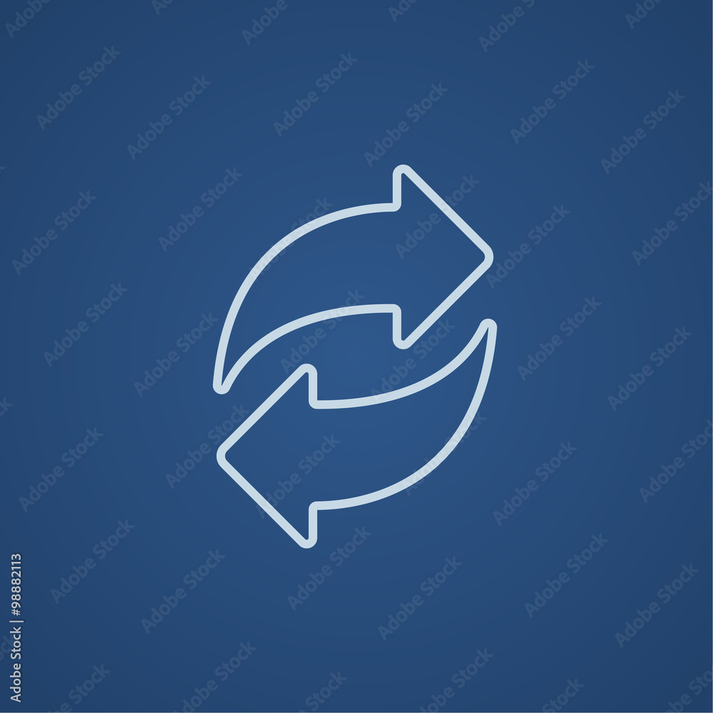 Two circular arrows line icon. Two circular arrows line icon.