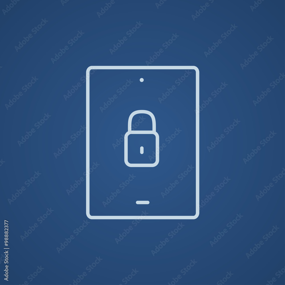 Digital tablet security line icon. Digital tablet security line icon.
