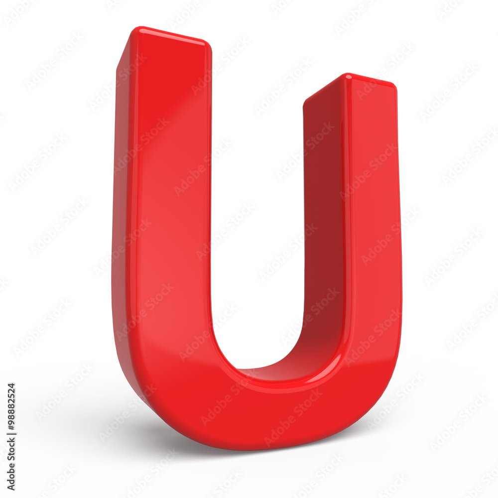 3d glossy red letter U 3d glossy red letter U