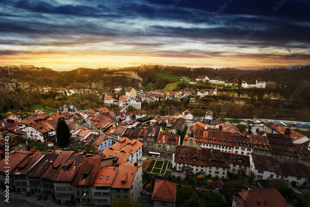 Fototapeta premium Beautiful view of the river and the house Switzerland