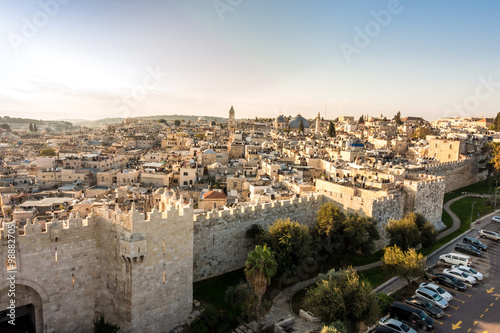 Skyline of the Old City in Jerusalem from north, Israel.