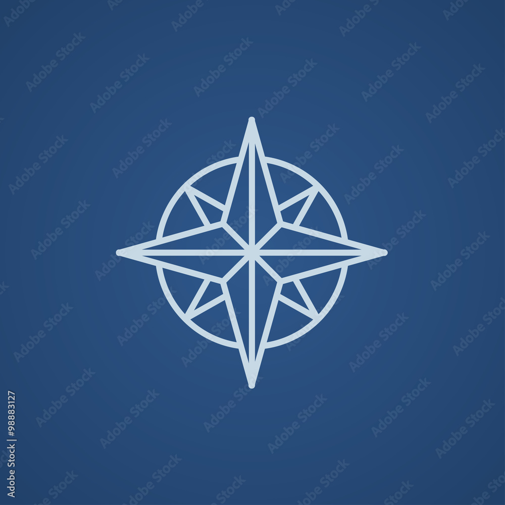 Compass wind rose line icon. Compass wind rose line icon.