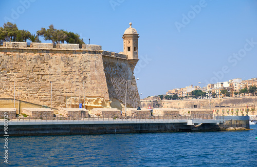 The view of the Guard tower on the tip of the bastions. Malta.