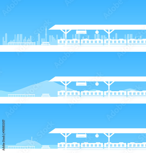 駅　ブルー背景